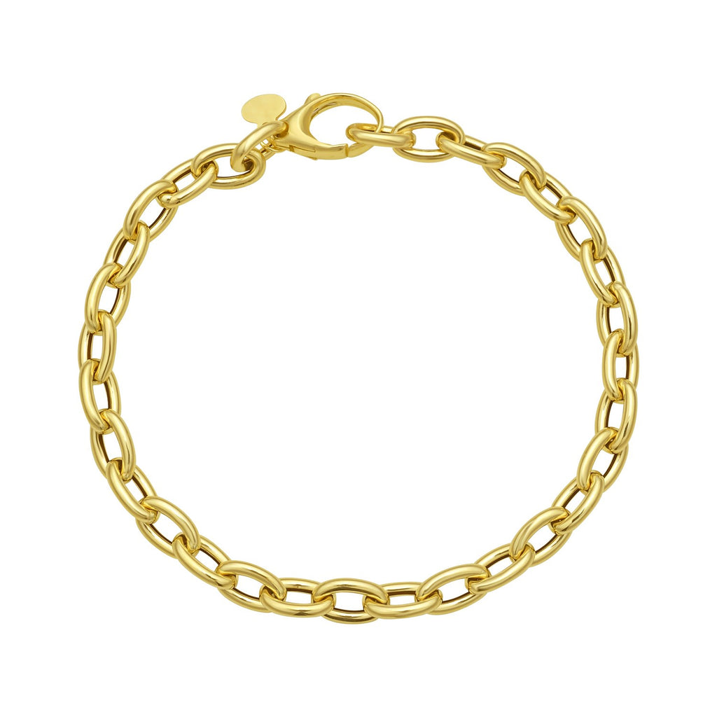 14K Yellow Gold Charm Lock Rolo Chain Bracelet (5.10mm)