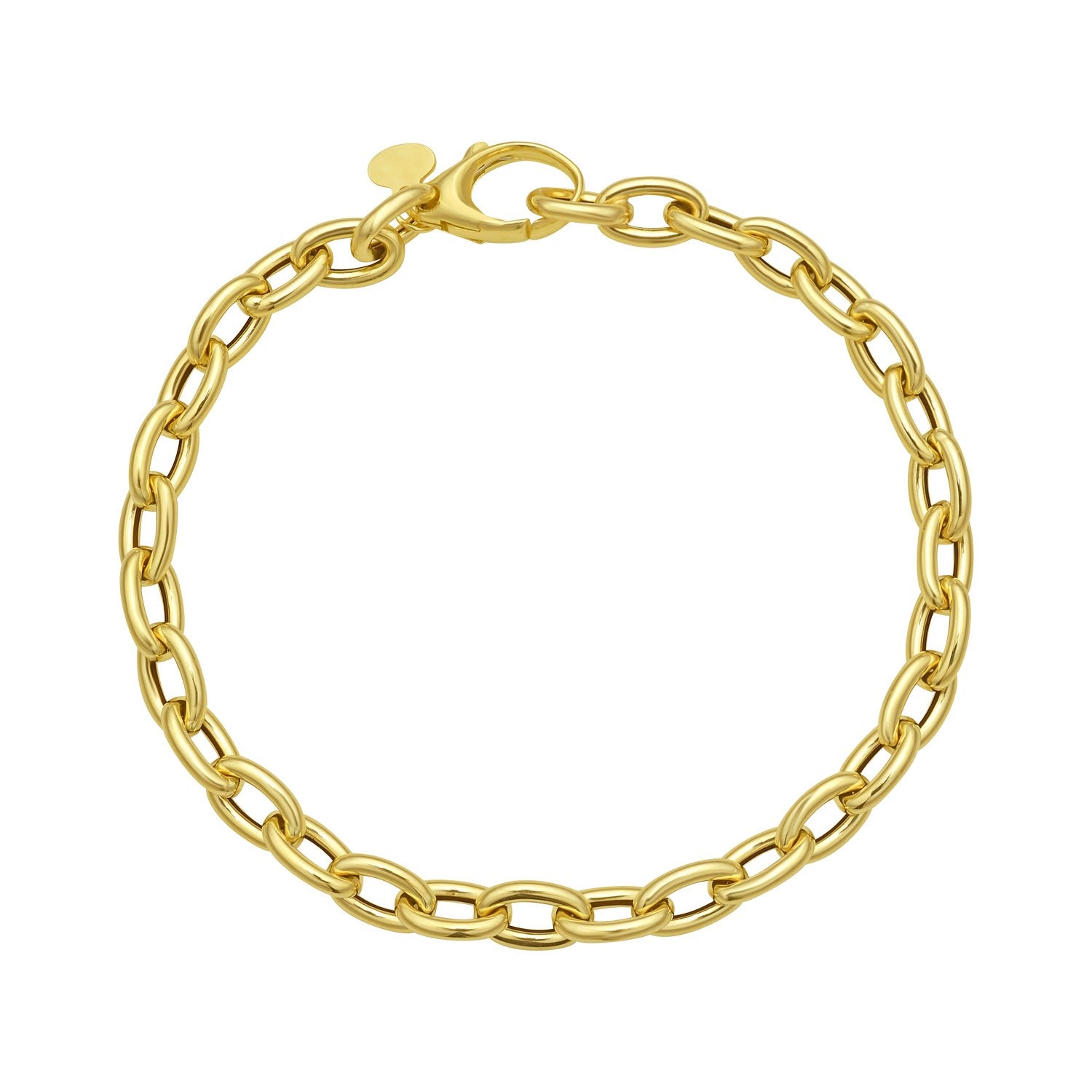 14K Yellow Gold Charm Lock Rolo Chain Bracelet (5.10mm)