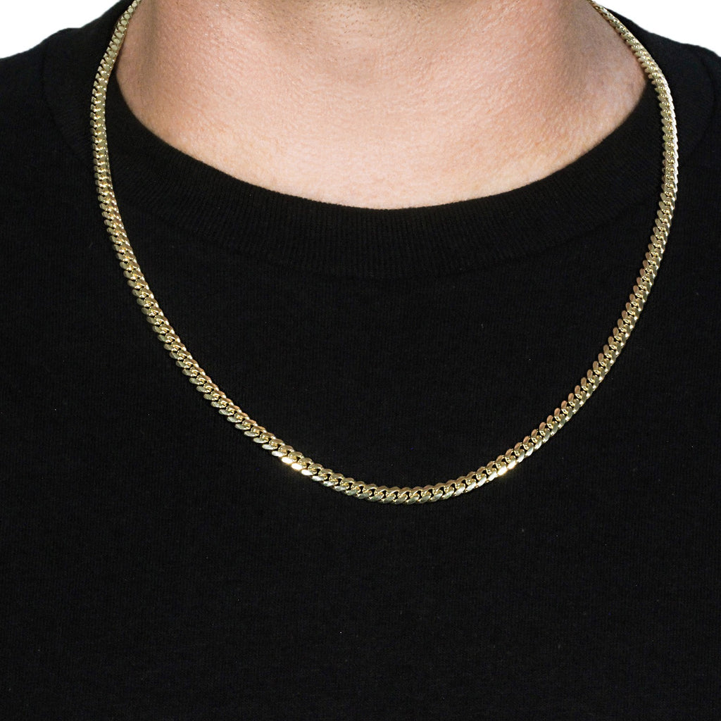 10K Yellow Gold Classic Solid Miami Cuban Chain Necklace (4.90mm) – True Pure Gold