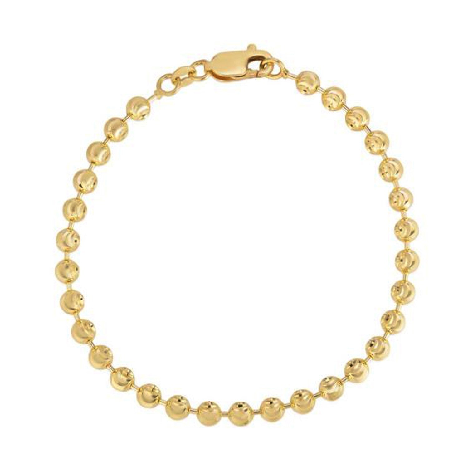 14K Yellow Gold Unisex Moon Cut Bead Chain Bracelet – 4.00mm – 14K Gold