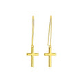 14K Yellow Gold Solid Dangle Cross Earrings (51mm) | True Pure Gold