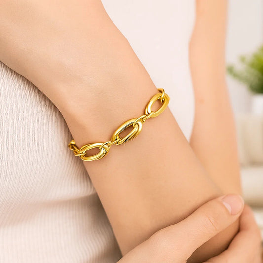 14k Yellow Gold Bracelet with Long Double Oval Links (8.20 mm)