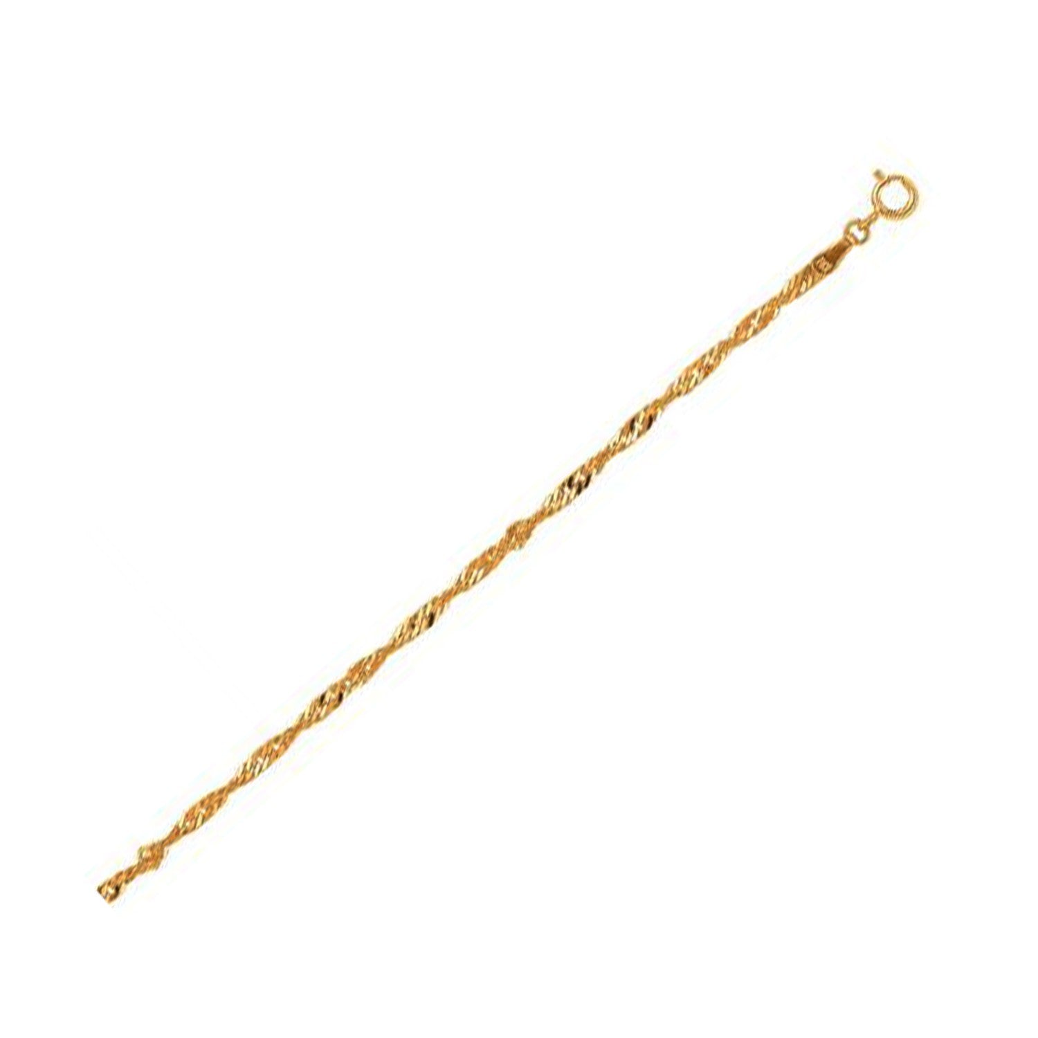 10K Yellow Gold Singapore Chain 2.20mm | Solid Gold, Spring Ring Clasp
