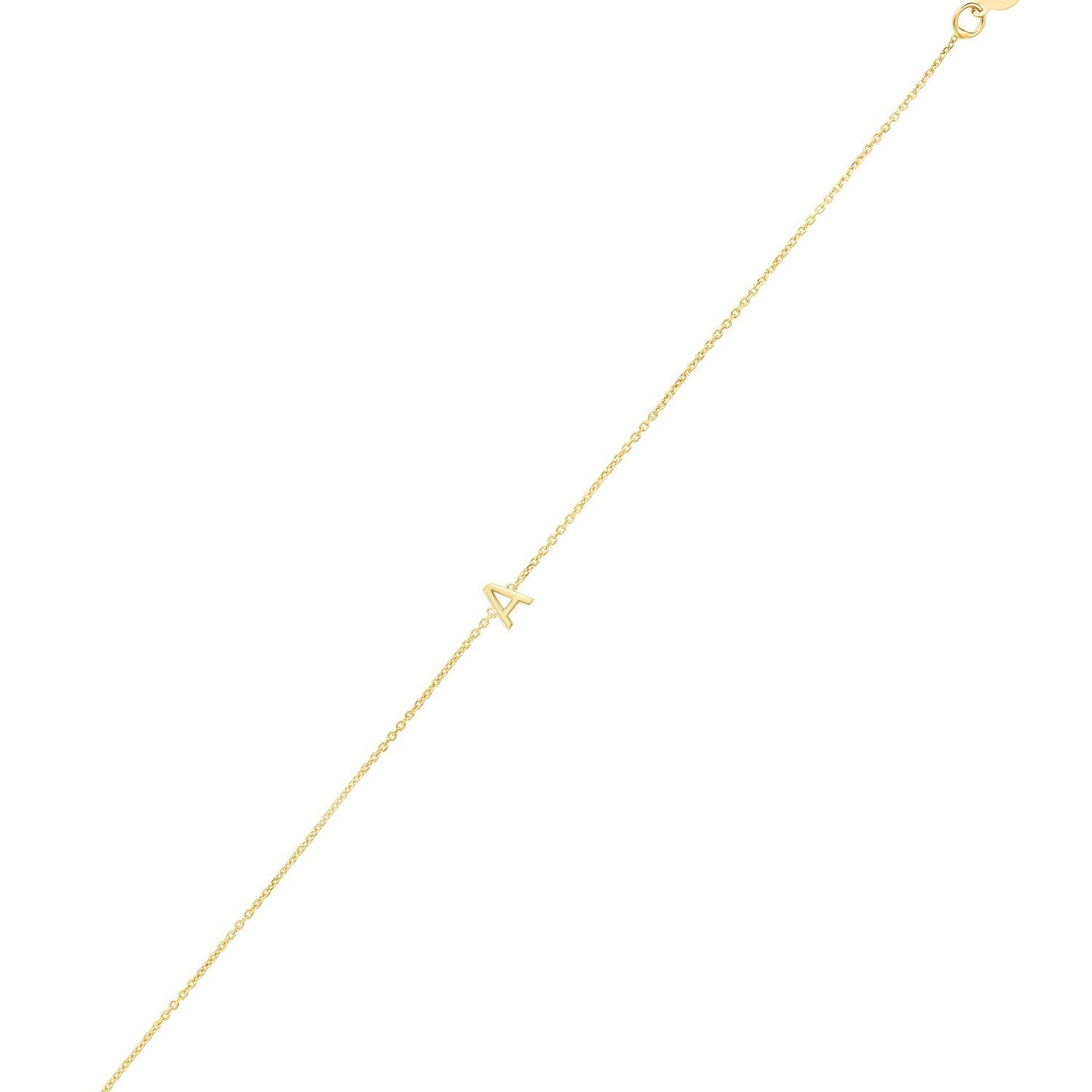 14K Yellow Gold Women's Mini Initial A Bracelet – 7 Inches – 14K Gold