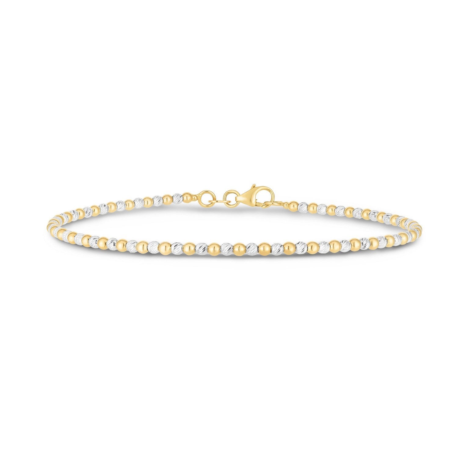 14K Two Tone Gold Pallina Bead Bracelet (2.10 mm)