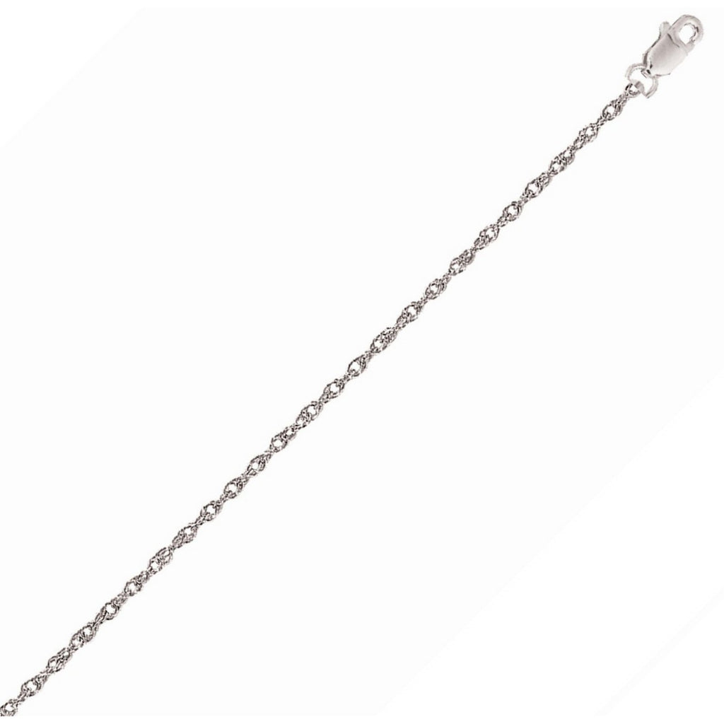 14K White Gold Machine Rope Chain Necklace (1.10mm)