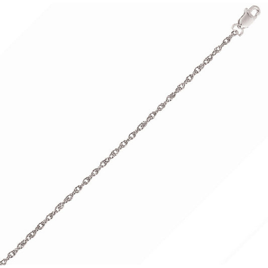 14K White Gold Machine Rope Chain Necklace (1.10mm)