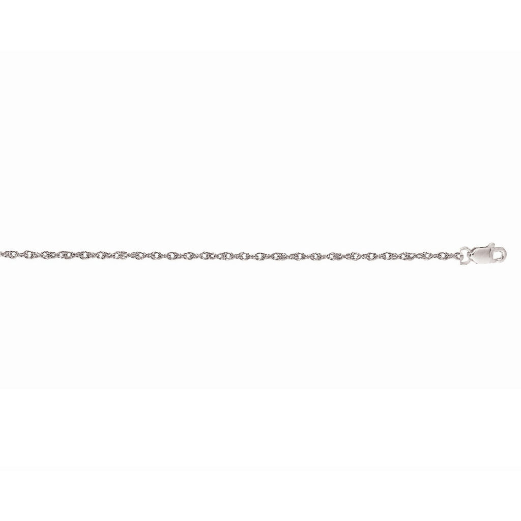 14K White Gold Machine Rope Chain Necklace (1.10mm)