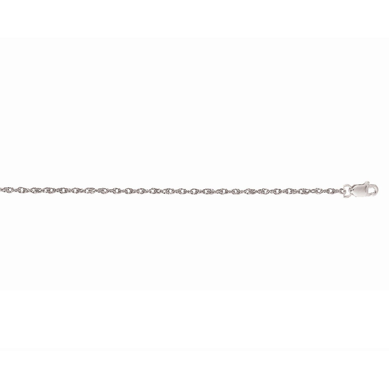 14K White Gold Machine Rope Chain Necklace (1.10mm)