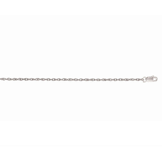 14K White Gold Machine Rope Chain Necklace (1.10mm)