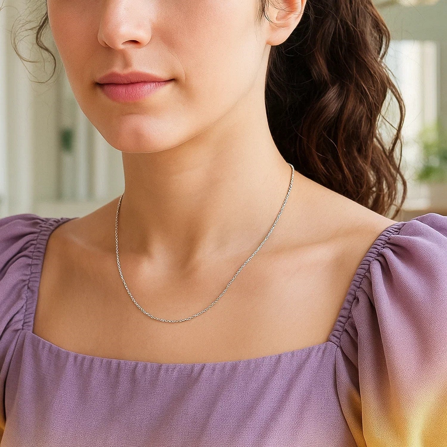 14K White Gold Machine Rope Chain Necklace (1.10mm)