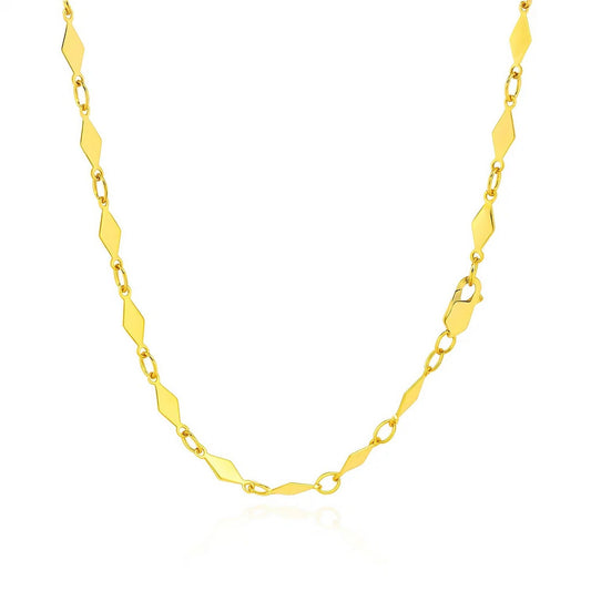 14K Yellow Gold Polished Diamond Motif Chain (3.00 mm)