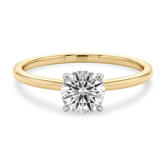 3/4 Carat Round Lab Grown IGI G/VS1 Diamond Solitaire Ring in 10K Yellow Gold