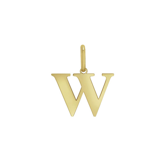 14K Yellow Gold Initial W Charm Pendant