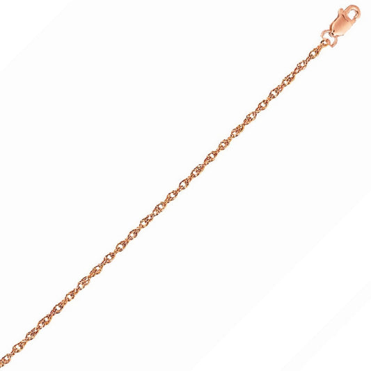 14K Rose Gold Machine Rope Chain (1.10mm)