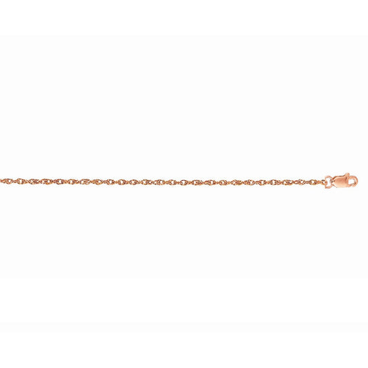 14K Rose Gold Machine Rope Chain (1.10mm)