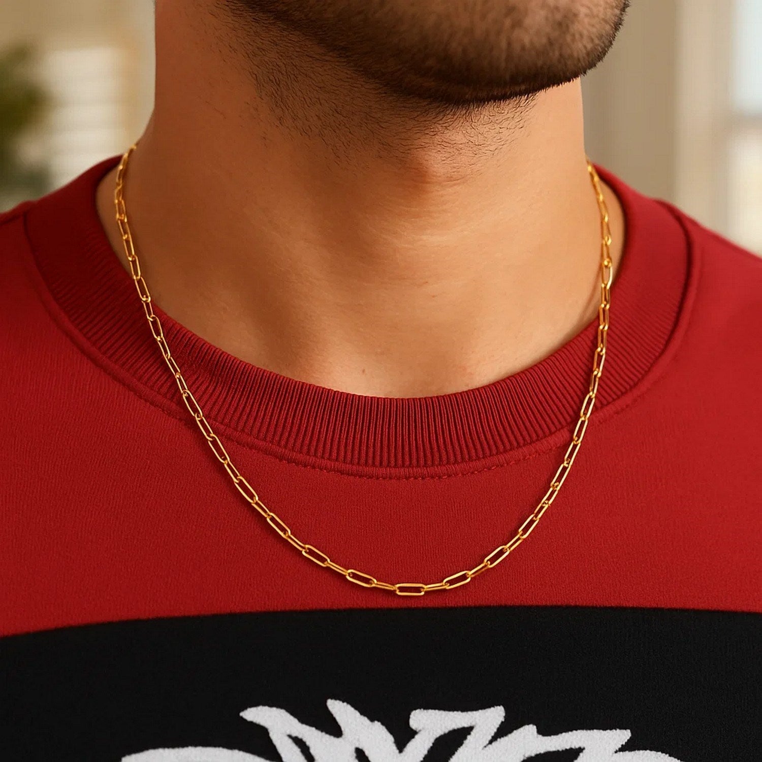 14K Yellow Gold Paperclip Chain 2.50mm | Solid Gold, Lobster Clasp