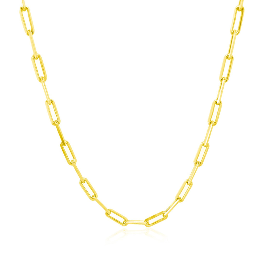14K Yellow Gold Paperclip Chain 2.50mm | Solid Gold, Lobster Clasp