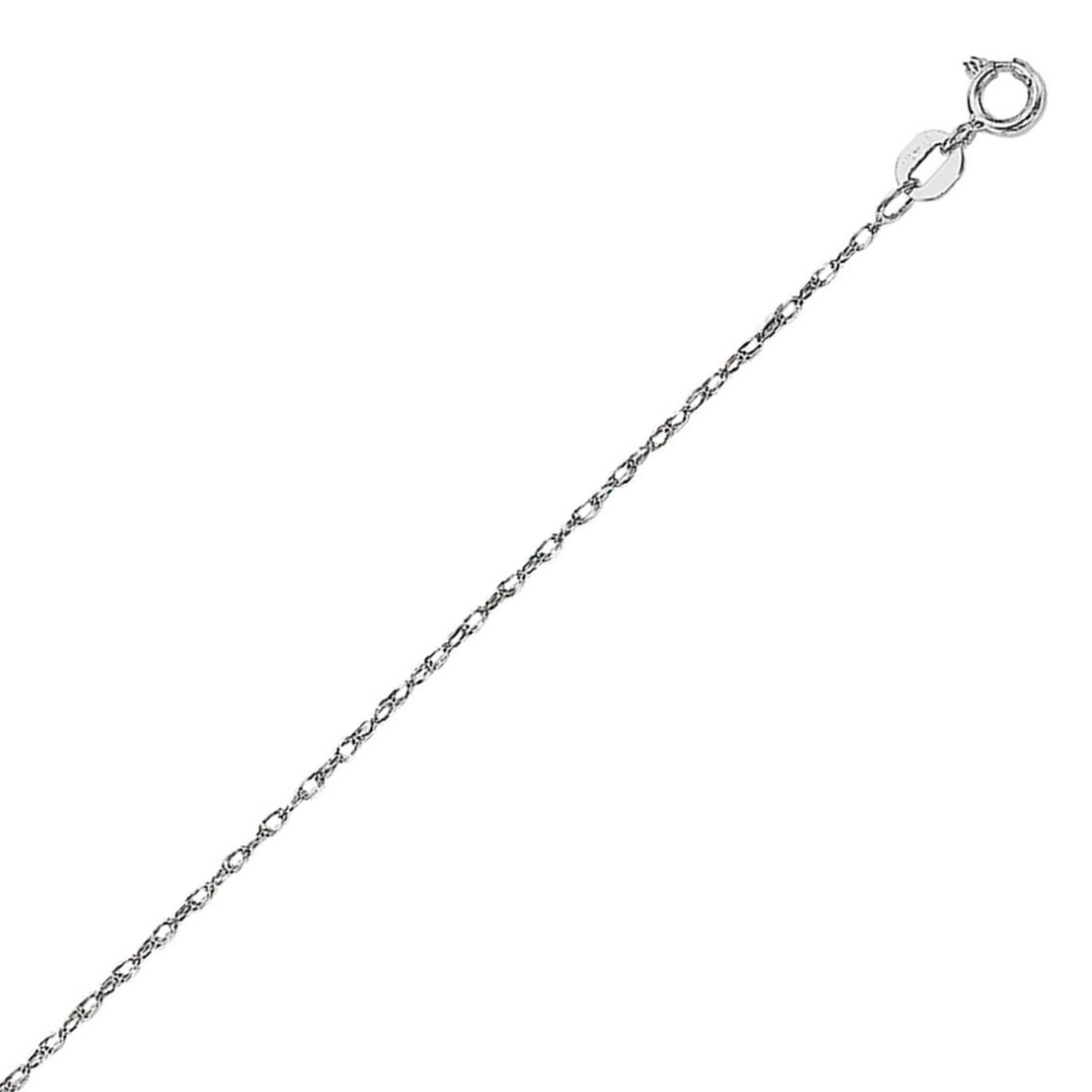 14K White Gold Machine Rope Chain (0.85mm)