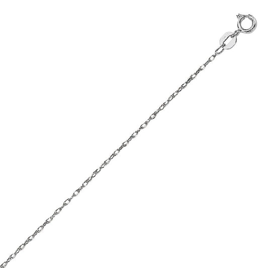 14K White Gold Machine Rope Chain (0.85mm)