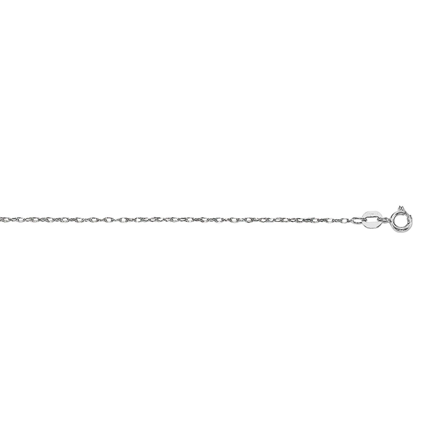 14K White Gold Machine Rope Chain (0.85mm)