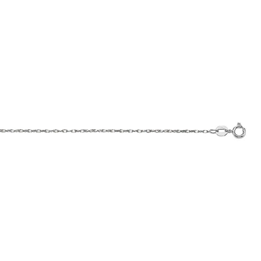 14K White Gold Machine Rope Chain (0.85mm)