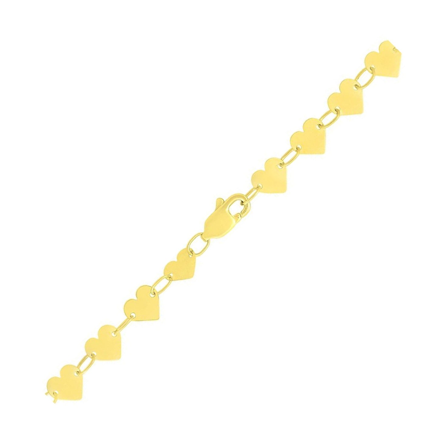 10K Yellow Gold Mirror Heart Chain Bracelet (4.70mm) | True Pure Gold