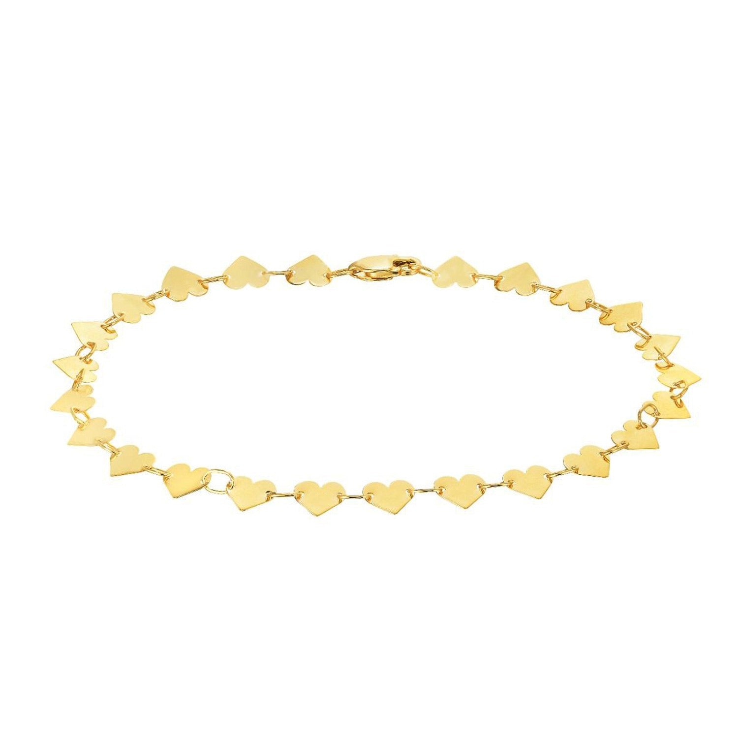 10K Yellow Gold Mirror Heart Chain Bracelet (4.70mm) | True Pure Gold