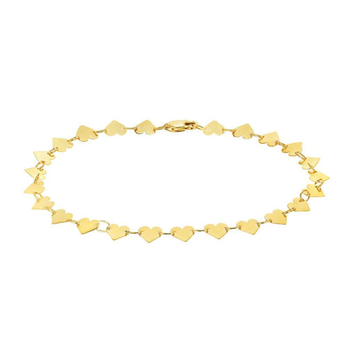 10K Yellow Gold Mirror Heart Chain Bracelet (4.70mm) | True Pure Gold