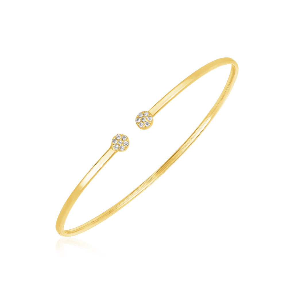 14K Yellow Gold Diamond Cluster Bangle | Pavé Set, 2mm