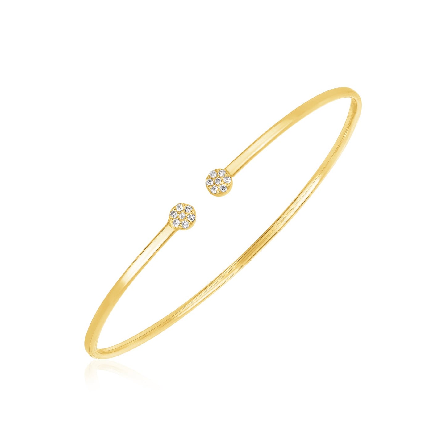 14K Yellow Gold Diamond Cluster Bangle | Pavé Set, 2mm