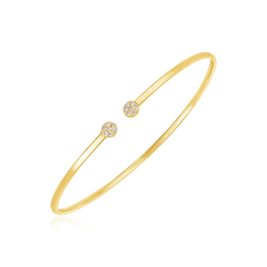 14K Yellow Gold Diamond Cluster Bangle | Pavé Set, 2mm