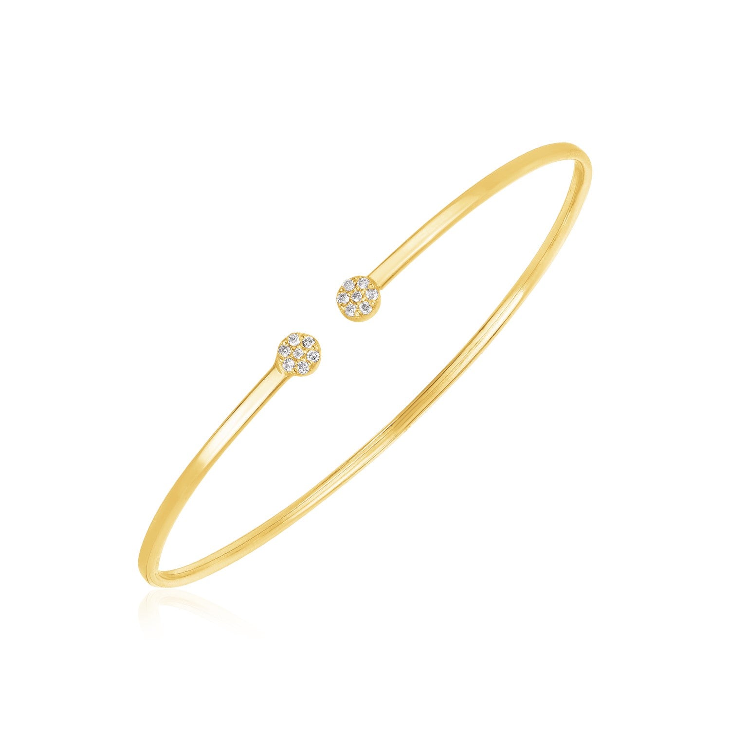 14K Yellow Gold Women's Diamond Cluster Bangle – 2.00mm – 14K Gold