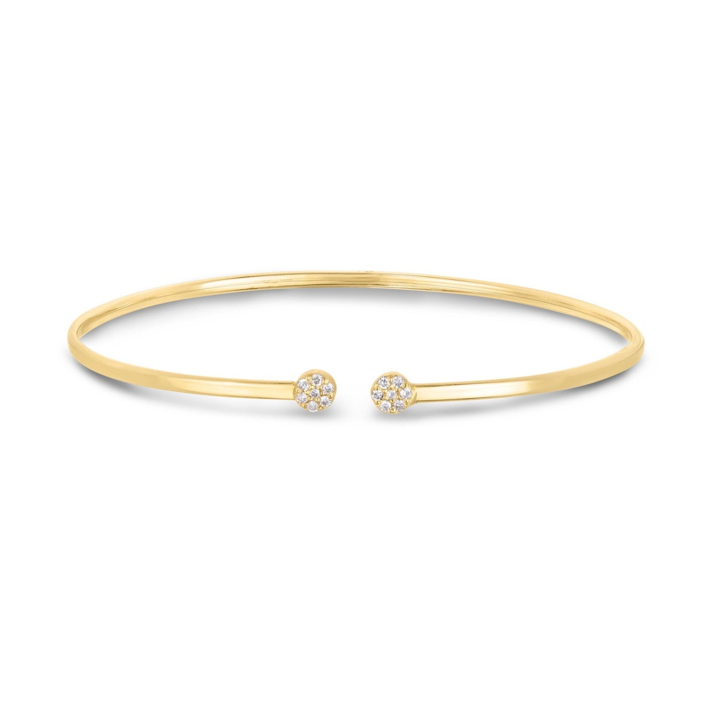 14K Yellow Gold Diamond Cluster Bangle | Pavé Set, 2mm