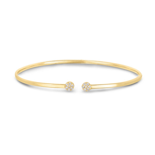 14K Yellow Gold Diamond Cluster Bangle | Pavé Set, 2mm