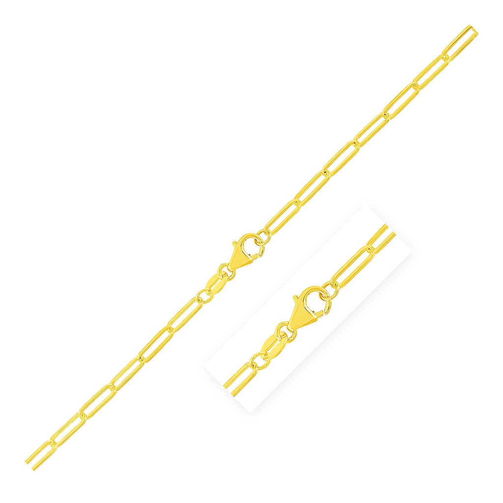 10K Yellow Gold Paperclip Chain 2.50mm | Solid Gold, Lobster Clasp
