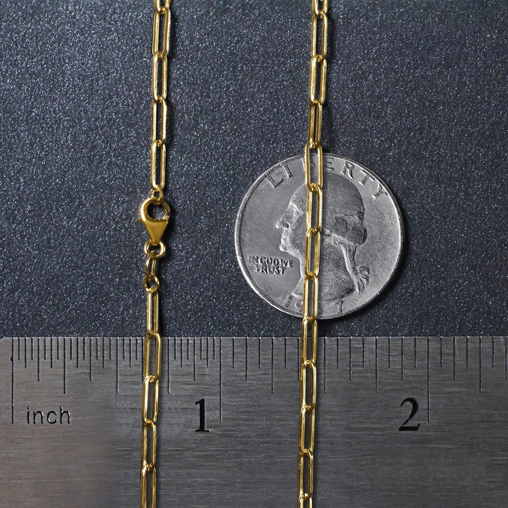 10K Yellow Gold Paperclip Chain 2.50mm | Solid Gold, Lobster Clasp