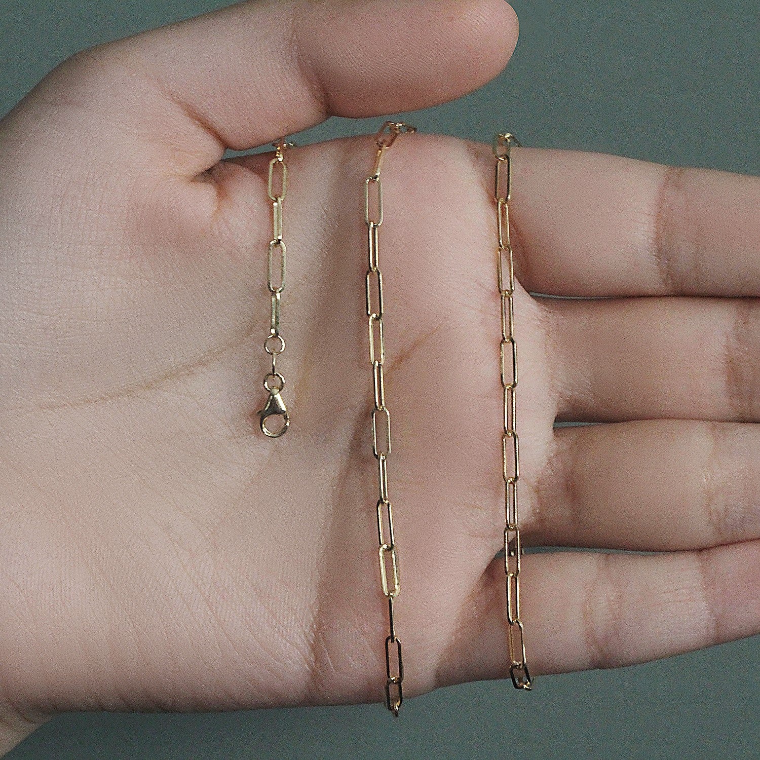 10K Yellow Gold Paperclip Chain 2.50mm | Solid Gold, Lobster Clasp