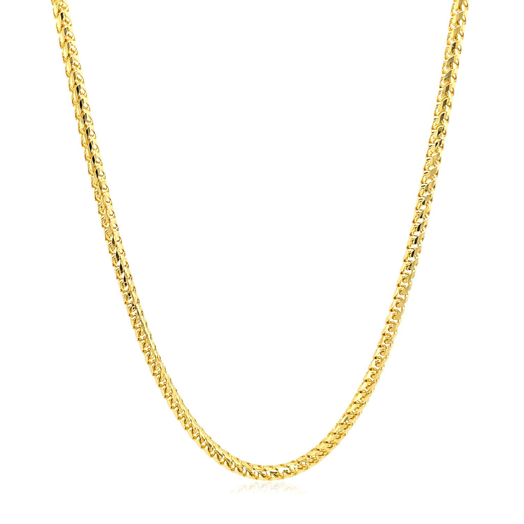14K Yellow Gold Solid Diamond Cut Round Franco Chain Necklace (2.20mm)