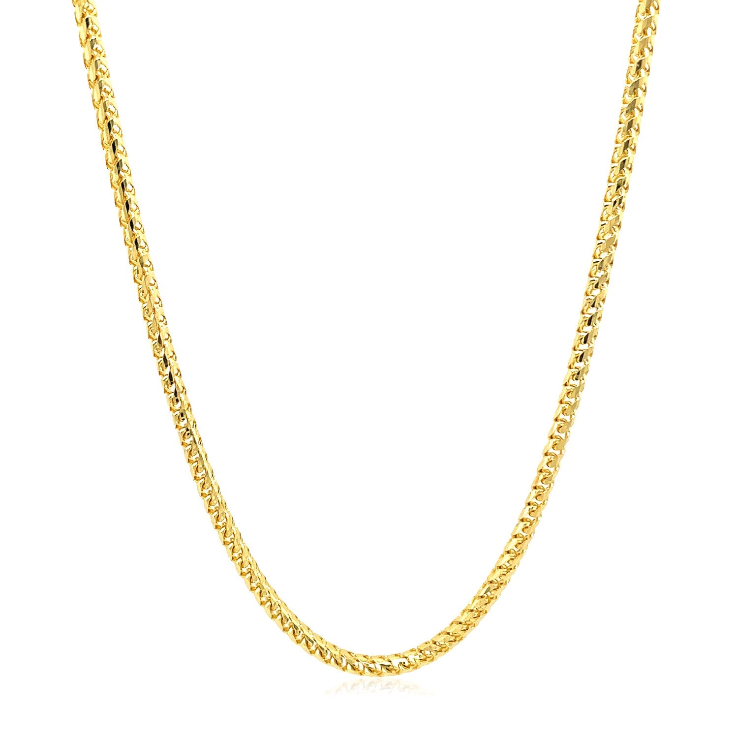14K Yellow Gold Solid Diamond Cut Round Franco Chain Necklace (2.20mm)
