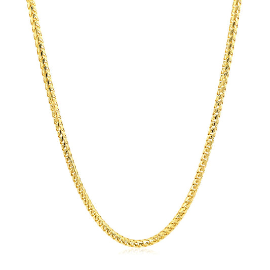 14K Yellow Gold Solid Diamond Cut Round Franco Chain Necklace (2.20mm)