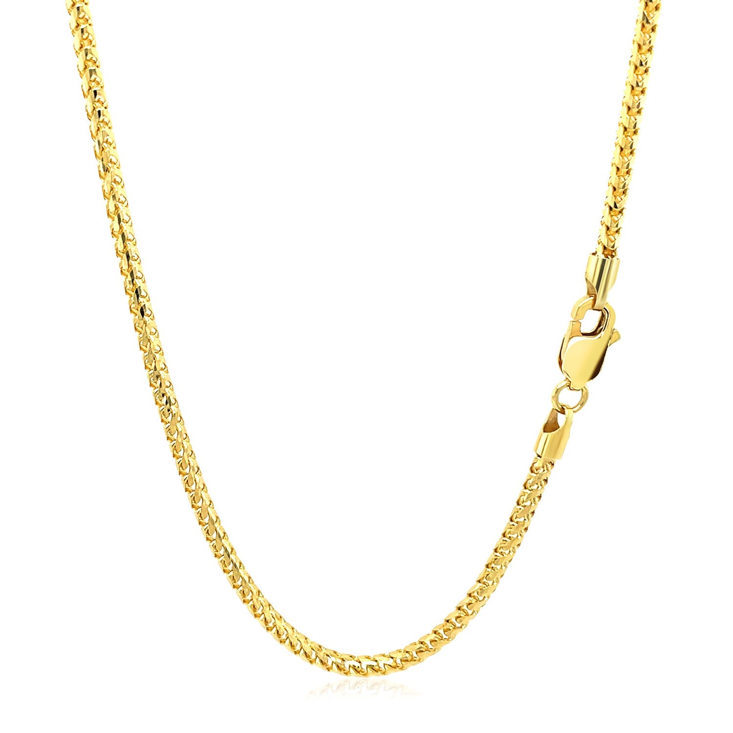 14K Yellow Gold Solid Diamond Cut Round Franco Chain Necklace (2.20mm)