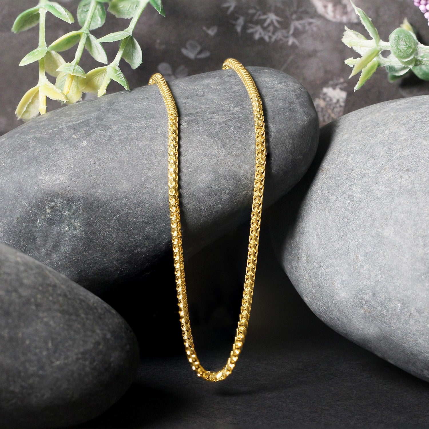 14K Yellow Gold Solid Diamond Cut Round Franco Chain Necklace (2.20mm)