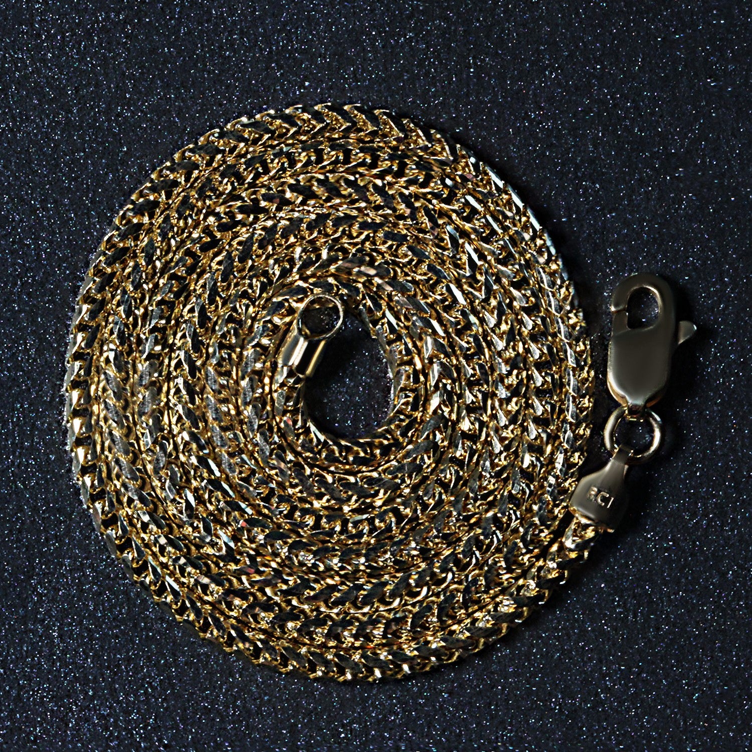 14K Yellow Gold Solid Diamond Cut Round Franco Chain Necklace (2.20mm)