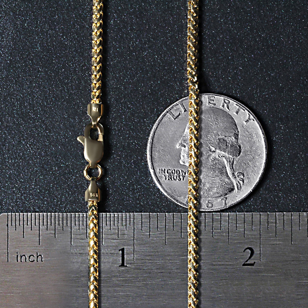 14K Yellow Gold Solid Diamond Cut Round Franco Chain Necklace (2.20mm)