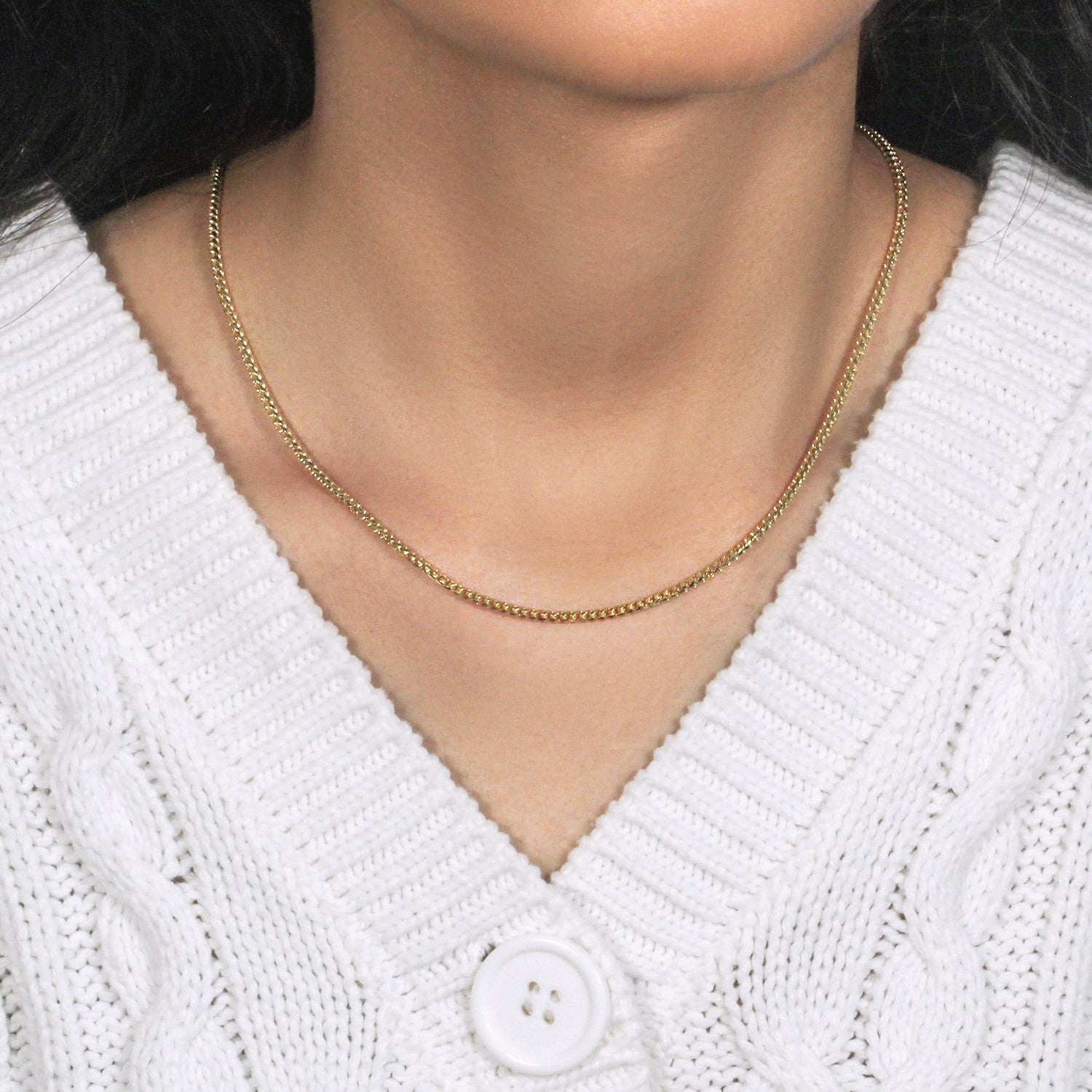 14K Yellow Gold Solid Diamond Cut Round Franco Chain Necklace (2.20mm)