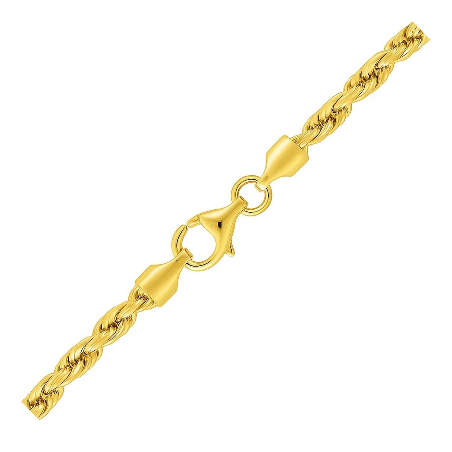 10K Yellow Gold Solid Diamond Cut Rope Bracelet (3.50mm)