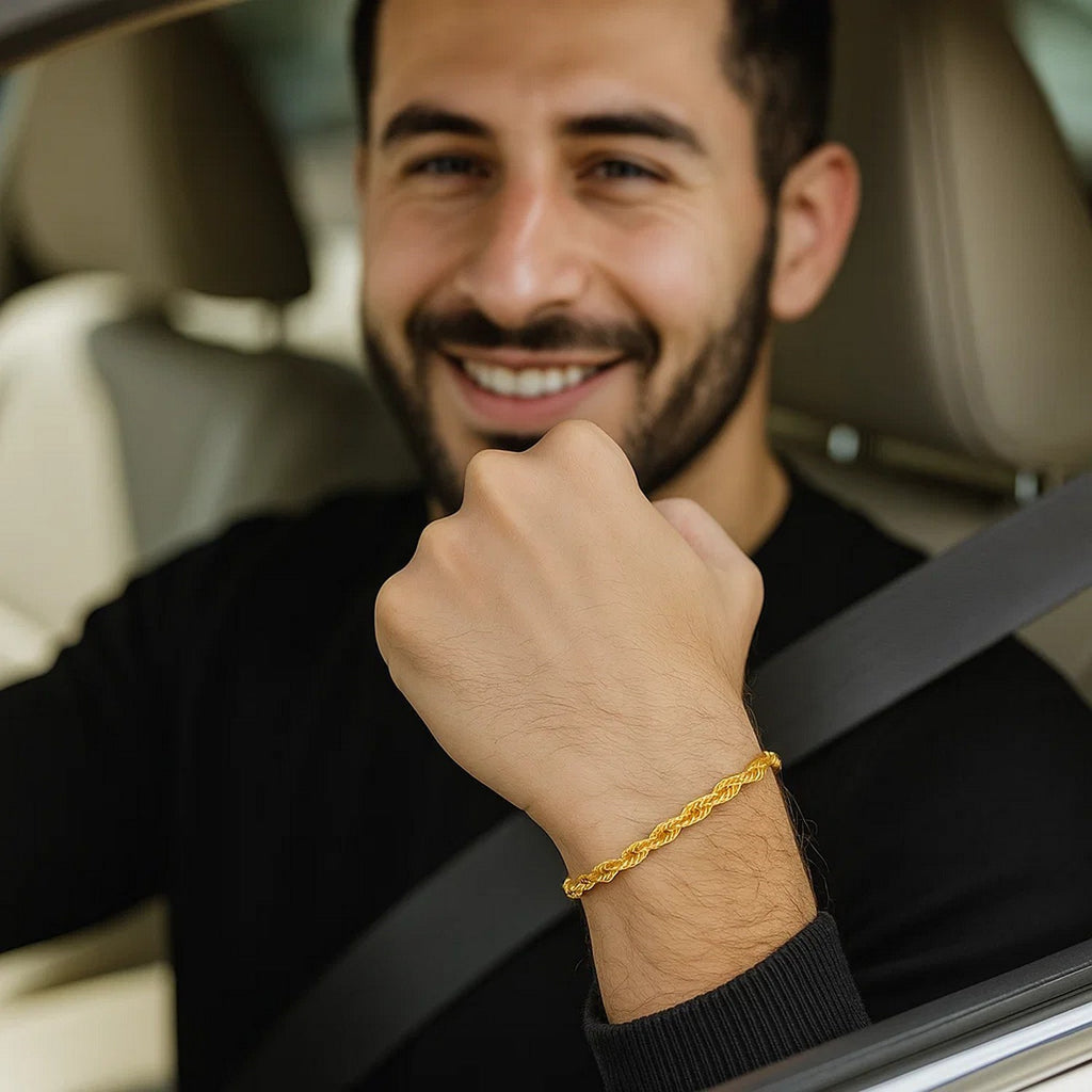 10K Yellow Gold Solid Diamond Cut Rope Bracelet (3.50mm)