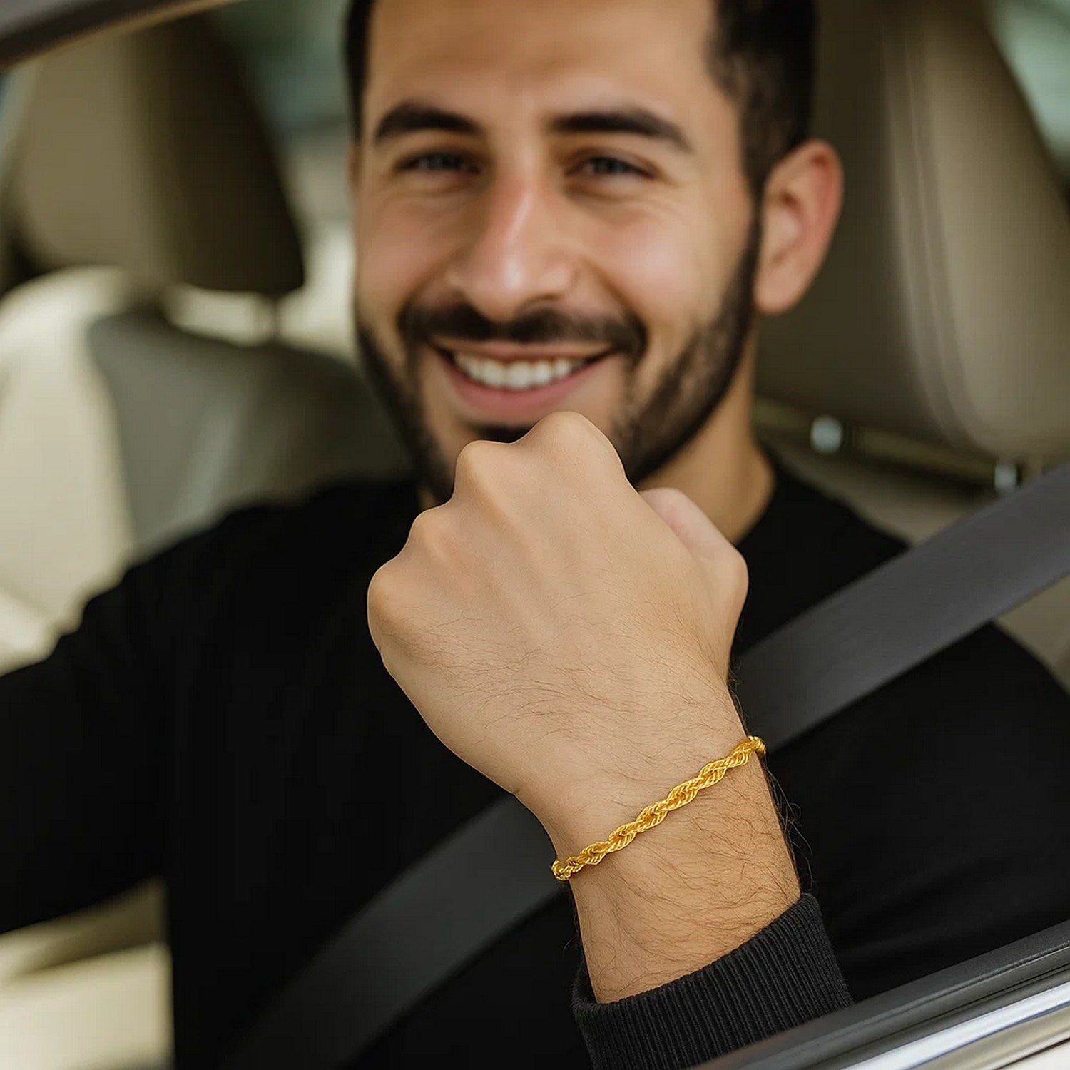 10K Yellow Gold Solid Diamond Cut Rope Bracelet (3.50mm)
