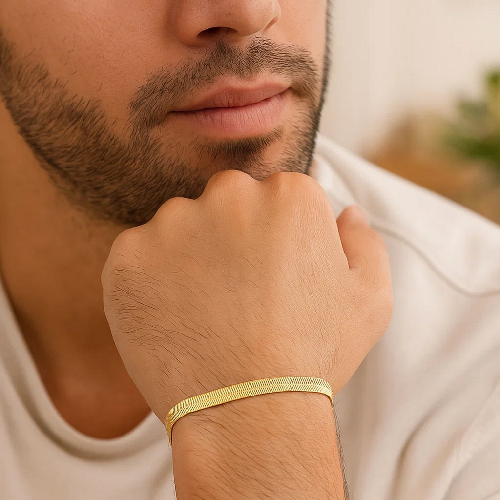 14K Yellow Gold Super Flex Herringbone Bracelet 3.80mm | Solid Gold